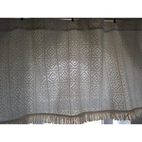 Vintage Beige Baumwolle Stoff Valance Vorhang, Retro Valance, Café Vorhänge | 11 von DowryChestFinds