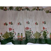 Vintage Breit Mit Bedrucktem Designer Signatur Valance Vorhang, Langer Retro | A7 von DowryChestFinds