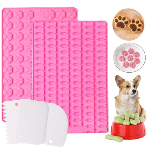 Doygim 2 Stück Backmatte Hundekekse Hundebackmatten Silikon Set Mini Pralinenform Silikonformen Bonbon Formen Leckerlimatte Hund Backform Für Hundeleckerlies Katzenleckerli Klein Mit 3 Teigschaber von Doygim