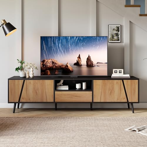 Doyisy 180x40x46cm Lowboard TV Board, TV-Schrank mit Schubladen und 2 Schränken, TV-Konsole mit 6 Stützbeinen aus Massivholz, Passend für 75-Zoll-Wohnzimmerschränke Doyisy 180x40x46cm Lowboard TV Board, TV-Schrank mit Schubladen und 2 Schränken, TV-Konsole mit 6 Stützbeinen aus Massivholz, Passend für 75-Zoll-Wohnzimmerschränke von Doyisy