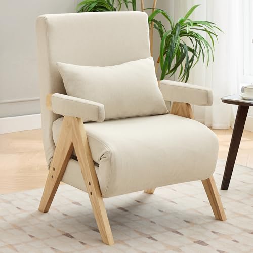 Doyisy 3-in-1-Umbausessel mit Schlaffunktion, umbaubares Schlafsofa, gepolsterter Klappsessel, Polstersitz, Loungesessel, Einzelbett 64x68.5x93CM (Beige) von Doyisy