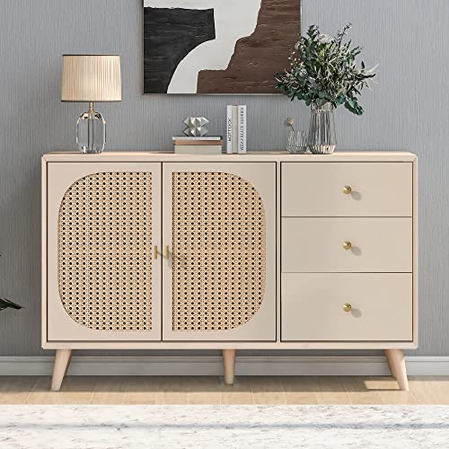 Doyisy Esszimmer Wohnzimmer Sideboard Kommode Stehschrank Aufbewahrung TV-Tisch mit Türen und Schubladen Sideboard mit großem Stauraum Offwhite Creme Breite 120 cm 120x40x82.5CM Doyisy Esszimmer Wohnzimmer Sideboard Kommode Stehschrank Aufbewahrung TV-Tisch mit Türen und Schubladen Sideboard mit großem Stauraum Offwhite Creme Breite 120 cm 120x40x82.5CM von Doyisy