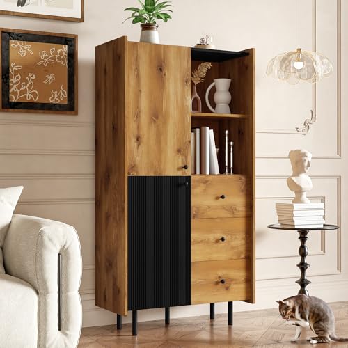 Doyisy Sideboard - 160 cm hoch, modernes Sideboard mit Zwei Türen, DREI Schubladen und offenen Regalen 83x40x160CM Doyisy Sideboard - 160 cm hoch, modernes Sideboard mit Zwei Türen, DREI Schubladen und offenen Regalen 83x40x160CM von Doyisy