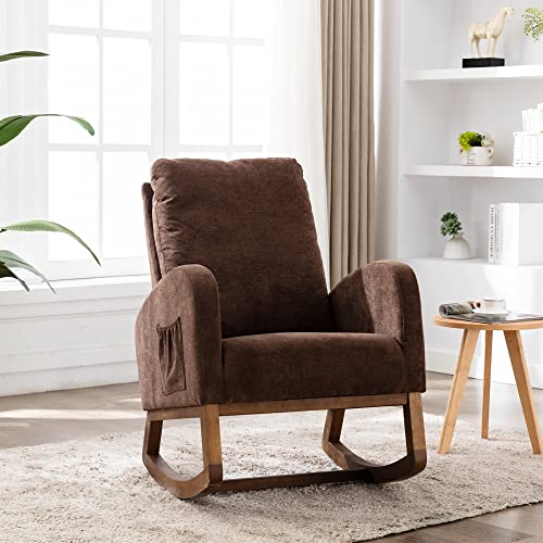 Doyisy Weicher Schaukelstuhl im Mid-Century Modern-Stil, Schaukelstuhl für das Kinderzimmer, gepolsterter hoher Rücken, Akzent-Gleitschaukelstuhl für das Wohnzimmer Doyisy Weicher Schaukelstuhl im Mid-Century Modern-Stil, Schaukelstuhl für das Kinderzimmer, gepolsterter hoher Rücken, Akzent-Gleitschaukelstuhl für das Wohnzimmer von Doyisy