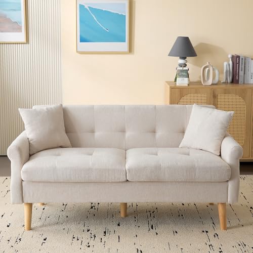 Modernes Design, Polstermöbel, Chenille-Stoff, Doppelsofa, Polstersofa, Sofa mit dicken Kissen, geeignet für Wohnzimmer, Schlafzimmer, Wohnung usw (Beige) von Doyisy