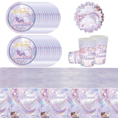 Doyomtoy 61 Stück Meerjungfrau Partygeschirr Set, Meerjungfrau Thema Geburtstagsparty, einschließlich Pappteller, Pappbecher, Tischtücher und Servietten, geeignet für Kindergeburtstag, Mädchen Party Doyomtoy 61 Stück Meerjungfrau Partygeschirr Set, Meerjungfrau Thema Geburtstagsparty, einschließlich Pappteller, Pappbecher, Tischtücher und Servietten, geeignet für Kindergeburtstag, Mädchen Party von Doyomtoy