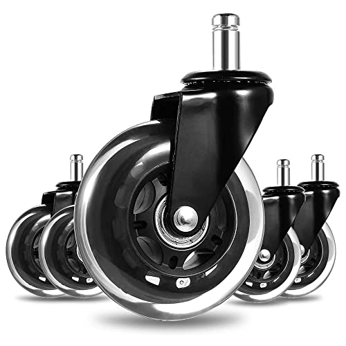 DozingPig 5er set Bürostuhl rollen 11mm x 22 mm-Hartbodenrollen für Teppich- und Parkettböden, Bürostuhl-Räder -360 Grad freie Rotation Geräuschlose Drehstuhl Rollen von DozingPig