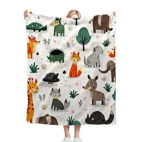 Dozrmey Kuscheldecke Flauschig Cartoon-Tier, Pflegeleicht Sofadecke 75x100 cm für Erwachsene, Weiche Flanell Krabbeldecke für Kleinkinder, Warm Plüsch Decke Couchdecke für Haustier C3 von Dozrmey