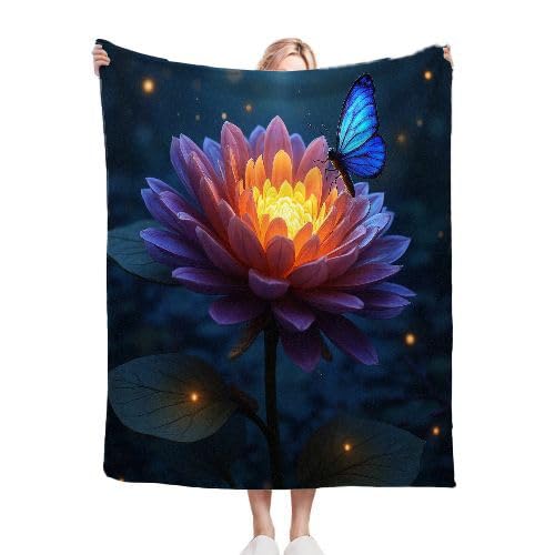 Dozrmey Kuscheldecke Flauschig Lila Blume, Pflegeleicht Sofadecke 75x100 cm für Erwachsene, Weiche Flanell Krabbeldecke für Kleinkinder, Warm Plüsch Decke Couchdecke für Haustier C2 von Dozrmey