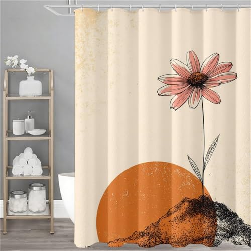 Duschvorhang 240x180 cm, Kunst Duschvorhang Blume Muster mit 12 Duschrollo Haken, Wasserdicht Shower Curtains, Beschwerter Saum, Waschbar Polyester Badevorhänge mit Ösen für Badezimmer Deko,Model322 von Dozsconz