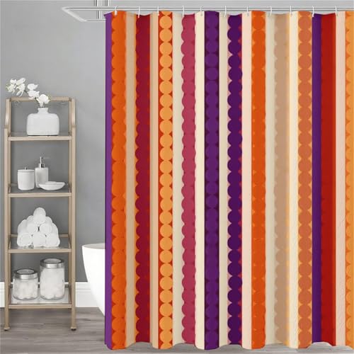 Duschvorhang 240x200 cm, Kunst Duschvorhang Streifen Muster mit 12 Duschrollo Haken, Wasserdicht Shower Curtains, Beschwerter Saum, Polyester Stoff Badevorhänge mit Ösen für Badezimmer Deko,Model331 von Dozsconz