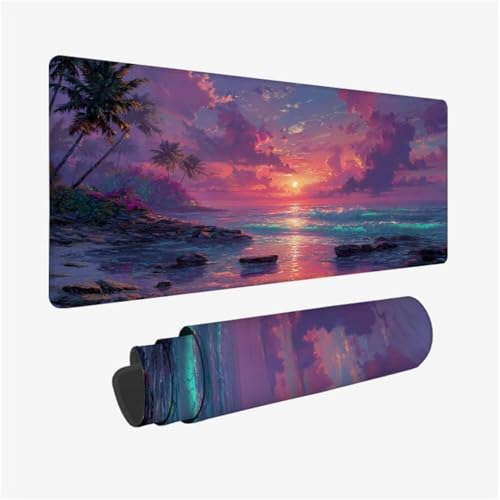 Strand Mauspad, Großer Landschaft Schreibtischunterlage Rutschfeste Gummibasis Mousepad 1200x600x3mm, Großer Schreibtischunterlage Schutz Schreibtisch Zubehör Verbessert Präzision und Geschwindigkei von Dozsconz