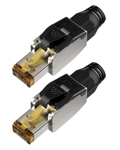 2 Stück RJ45 Stecker Werkzeuglos CAT 8 für LAN Verlegekabelv bis 40 Gbit/s Netzwerkstecker Geschirmt RJ45 Steckverbinder 2000 MHz Kompatibel mit CAT 6a/7/8 Ethernet LAN DSL Patchkabel von Dozylive