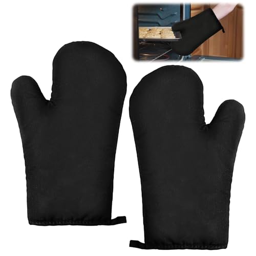 2er Set Ofenhandschuhe Baumwolle 29 x 17.5cm, rutschfeste Backhandschuhe Hitzebeständig, Backofenhandschuhe zum Grillen Kochen Backen Oven Gloves Topfhandschuhe mit Aufhängeschlaufe von Dozylive