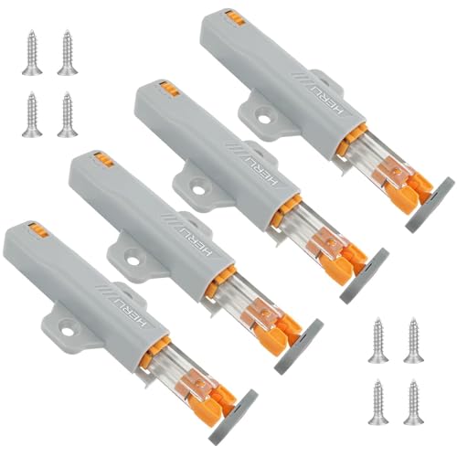4x Schranktüröffner Heavy Duty 30N, Push-to-Open Mechanismus mit Federschnapper, Schranktüren Drücköffner für Küchenschränke Großschränke Schubladen, Selbstschließender Druckknopfverschluss von Dozylive