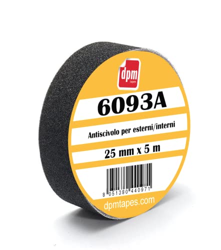 DPM Tapes 6093A - AntiRutsch Klebeband schwarz für den Innen- und Außenbereich – Anti-Fall, rutschfest, rückstandsfrei (25 mm x 5 m) von Dpm tapes