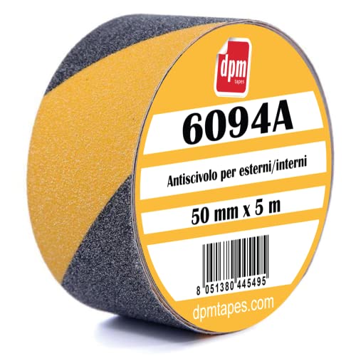 6094A - Antirutsch-Klebeband gelb/schwarz für Innen- und Außenbereich - Sicherheit und Wasserfestigkeit - Effektiver Schutz vor Rutschgefahr in diversen Umgebungen - (50 mm x 5 m) von Dpm tapes