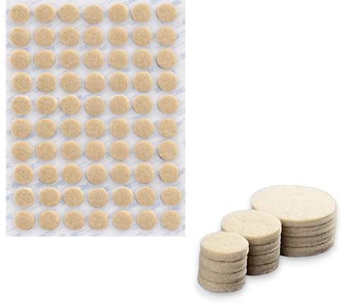 DPM Tapes - Set runder Selbstklebender Filzgleiter mit 3,5 mm Dicker 3M 9448A Klebeschicht - Stuhlgleiter - Möbel- und Bodenschutz (Beige, 25 mm) von Dpm tapes