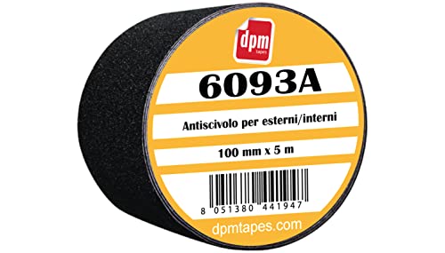 Dpm Tapes 6093A - Schwarzes Anti-Rutsch-Klebeband für Innen- und Außenbereiche - Fallschutz, rutschfest, rückstandsfrei (100 mm x 5 m) von Dpm tapes