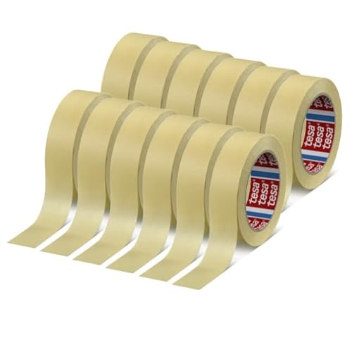 Tesa 4323 Papierband für Masken, Lackierung, Gummipapier Professionell - Hochwertiger Kleber (25 mm - 12 Rollen) von Dpm tapes