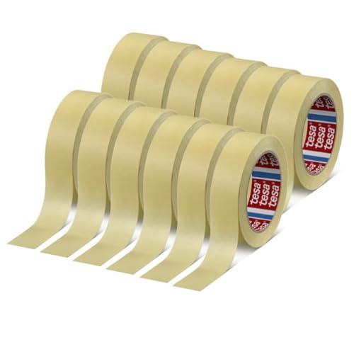 Tesa 4323 Papierband für Masken, Lackierung, Gummipapier Professionell - Hochwertiger Kleber (25 mm - 12 Rollen) von Dpm tapes