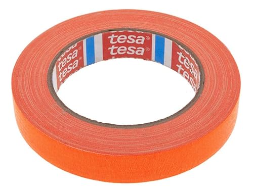 Tesa 4671, Graffer-Stoffband, farbiges Fluoreszierendes Klebeband aus PE-beschichtetem Stoff, hohe Dicke, Innenbereich, hochklebend, 19 mm x 25 m (Neonorange) von Dpm tapes