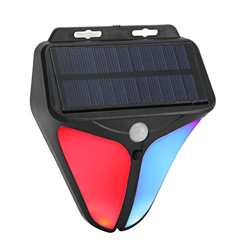 2023 Upgrade Solar Stroboskop Warnleuchten mit 129 DB Alarm und 4 Arbeitsmodi, Solarstrom Bewegungssensor Alarmleuchte IP65 Wasserdicht für Hof Obstgarten Geländer von Dpofirs
