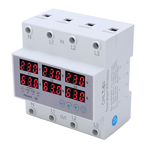 3-Phasen-Spannungsüberwachungs-Sequenzrelais, Digitales Voltmeter Amperemeter Leistungsmesser DIN-Schienen-Voltmeter Amperemeter Automatischer Überspannungs-Überstromschutz AC (40A) von Dpofirs