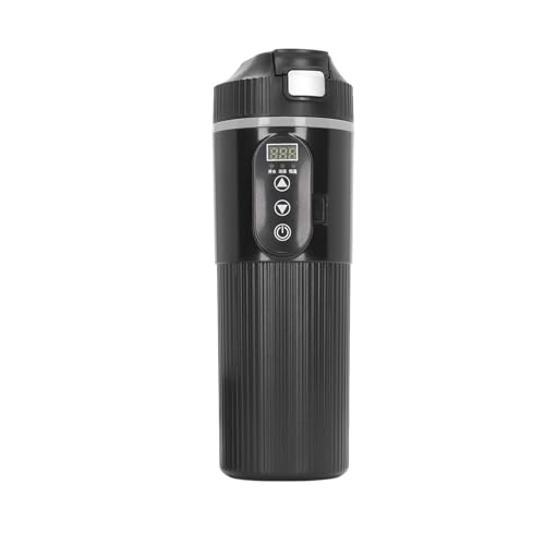 Auto Wasserkocher, 500 Ml Edelstahl Heizbecher, Reise Elektrobecher, Tragbarer Wasserkocher, Intelligente Temperaturanzeige, Elektrischer Heizbecher mit Zigarettenanzünder (BLACK) von Dpofirs