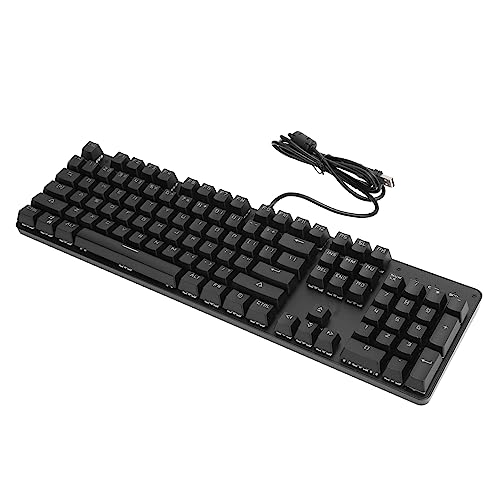 Dpofirs 104 Tasten Gaming-Tastatur, Farbmischlicht Mechanische Tastatur für Desktop, LED-Hintergrundbeleuchtung Mechanische USB-Gaming-Tastatur mit Kabel für Büro, Insbesondere E-Sport (Schwarz) von Dpofirs