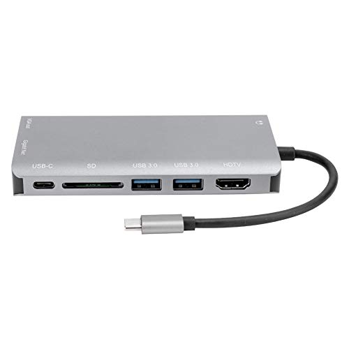 Dpofirs 8 in 1 Multifunktions-Hub Vom Typ C, Tragbare Dockingstation mit 8 Anschlüssen, USB C Universal Hub für Computer, USB 3.0-Speicherkarte VGA RJ45 USB Typ C. von Dpofirs