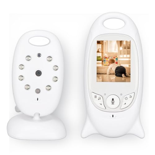 Babyphone mit Live-Video und, Zwei-Wege-Gesprächsvideo-Babyphone, 8 Schlaflieder, Weckerfunktion, Intelligenter -Modus (EU-Stecker 100-240 V) von Dpofirs