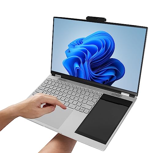 Dpofirs Doppelbildschirm-Laptop für Win11, 15,6 Zoll 1920 X 1080 Dual-Screen-Business-Laptop mit 7-Zoll-TP-Touchscreen, RGB-Tastatur, 16 GB Fingerabdruck-Notebook (16 GB + 256 GB von Dpofirs