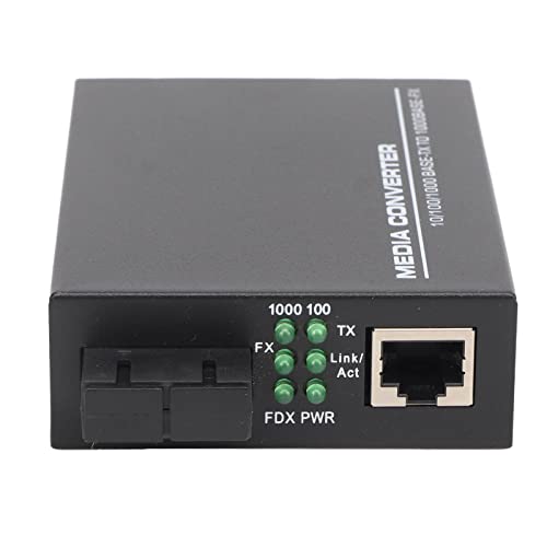 Dpofirs Ethernet Switch Konverter, Glasfaser Ethernet Transceiver Medienkonverter, 850 Nm 1000 Mbit/s SC 2 Glasfaser Multimode RJ45 Glasfaser Ethernet Transceiver mit Automatischer (EU-Stecker) von Dpofirs