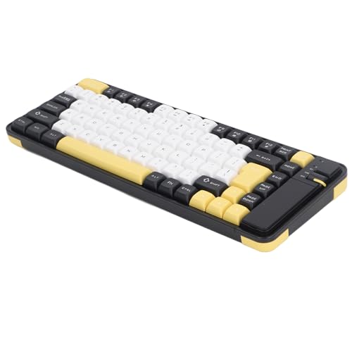 Dpofirs Kabellose Tastatur- und Maus-Kombination mit 84 Tasten, QWERTZ-Layout, USB-Empfänger, Kontrastfarbset, Automatischer Schlafmodus für Büroreisen (Yellow) von Dpofirs