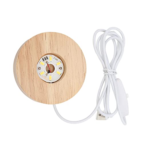 Dpofirs LED-Holz-Display-Basis, Display-Sockel bequem und praktisch, Holz-LED-Display-Ständer für 3D-Kristallglas-Harz-Kunst(Warme Lichtbasis) von Dpofirs
