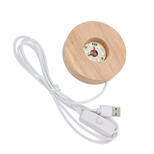 Dpofirs LED-Holz-Display-Basis, Display-Sockel bequem und praktisch, Holz-LED-Display-Ständer für 3D-Kristallglas-Harz-Kunst(Weißlichtbasis) von Dpofirs