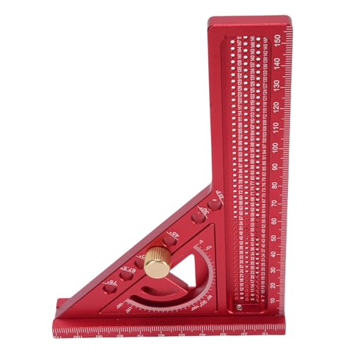 Dpofirs Multi -Winkel -Messherrscher, 0 Bis 180 ° Einstellbares Holzbearbeitungquadrat, Aluminiumlegierung Anodierter Gehrung Dreieck Lineal Zum Markierungsmessgerät (Reines Rot) von Dpofirs