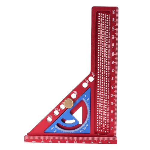 Dpofirs Multi -Winkel -Messherrscher, 0 Bis 180 ° Einstellbares Holzbearbeitungquadrat, Aluminiumlegierung Anodierter Gehrung Dreieck Lineal Zum Markierungsmessgerät (Rot und Blau) von Dpofirs