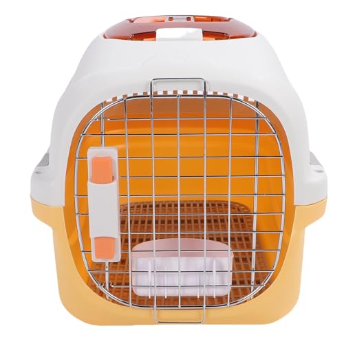 Dpofirs Plastik -Haustier Zwinger, Obere Fenster Reise -Hundekisten Beatmungskasten mit Griff für Katze (Yellow) von Dpofirs