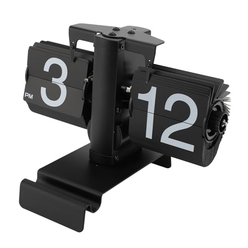 Dpofirs Retro Flip Clock, Flip Clock Vintage, Flip Desk Clock, Batteriebetriebene Schreibtisch Umblätteruhr, Multifunktions Handyhalter Ornament für Büro und Wohnzimmer (Komplett von Dpofirs