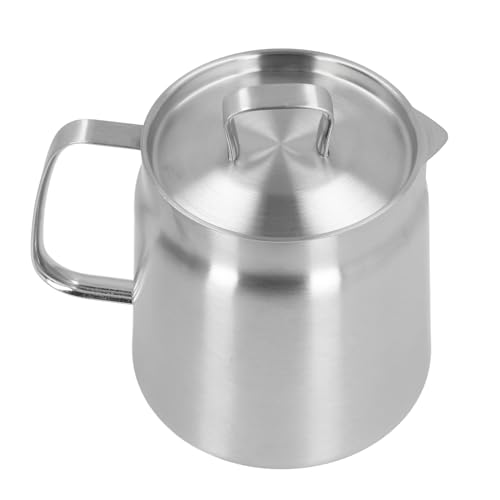Edelstahl-Ölfritteuse mit Großem Fassungsvermögen, Ölfiltertopf, Öltopf mit Sieb, Rückstandsabscheider, Ergonomischer Griff, Ölabscheideflasche mit Großem Fassungsvermögen (1.5L) von Dpofirs