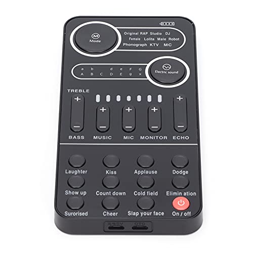 Live-Soundkarte mit 13 Soundeffekten, Bluetooth DJ-Audiomixer für IOS/Android-Telefone, Computer, Tablets, , Soundkarte für Live-Streaming Übertragung von Musikaufzeichnung von Dpofirs