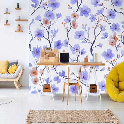 Aquarell Blume Fototapete 3D Effekt Botanisch Zweig Wandtapete Schlafzimmer Natur Blüte Vliestapete Wanddeko Wallpaper Dekoration Tapete Zimmer Wohnzimmer Cafe 450x315 cm von Dppyuxa