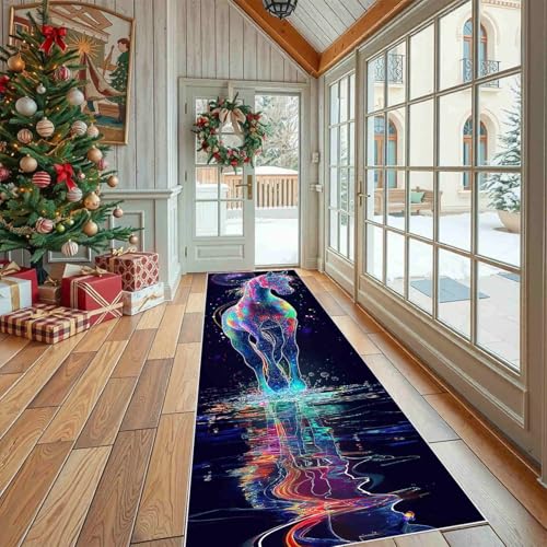 Dppyuxa Ästhetik Pferd Teppich Läufer Flur Bunt Tier Lang Waschbar und rutschfest Abstrakt Weltraum Küchenläufer Flurteppich für Küche & Eingangsbereich Dppyuxa Ästhetik Pferd Teppich Läufer Flur Bunt Tier Lang Waschbar und rutschfest Abstrakt Weltraum Küchenläufer Flurteppich für Küche & Eingangsbereich von Dppyuxa