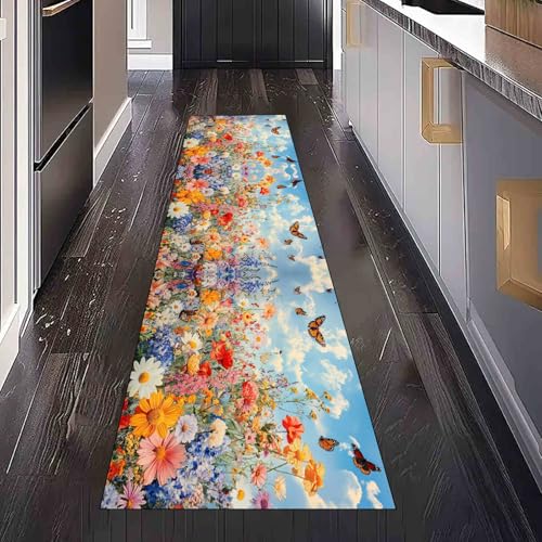 Dppyuxa Blumenpflanzen Wildblumen Läufer für Küche Flur Natur Wolke Rutschfester Teppich Waschbar, Küchenläufer Maschinenwaschbar Flurteppich Lang Tiere Schmetterling Küchenteppich 80x240 cm Dppyuxa Blumenpflanzen Wildblumen Läufer für Küche Flur Natur Wolke Rutschfester Teppich Waschbar, Küchenläufer Maschinenwaschbar Flurteppich Lang Tiere Schmetterling Küchenteppich 80x240 cm von Dppyuxa