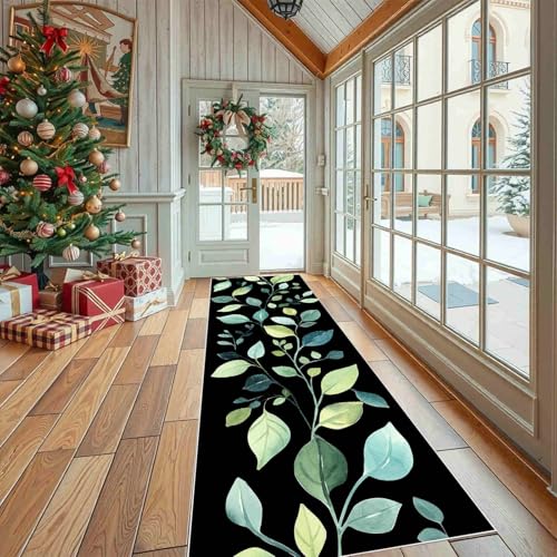 Dppyuxa Botanisch Blatt Läufer Teppich Pflanze Filialen Küche & Flur, Rutschfester und Waschbarer Küchenläufer Aquarell Zweig Dekoration Flurteppich Lang Küchenteppich Dppyuxa Botanisch Blatt Läufer Teppich Pflanze Filialen Küche & Flur, Rutschfester und Waschbarer Küchenläufer Aquarell Zweig Dekoration Flurteppich Lang Küchenteppich von Dppyuxa