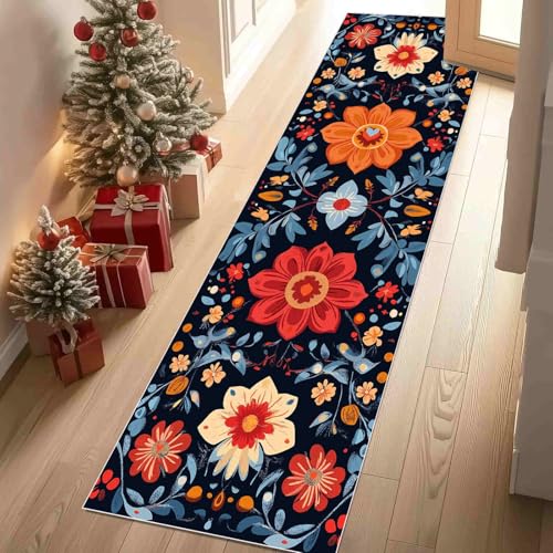 Dppyuxa Flurteppich Läufer Blumen Geblümt rutschfest und Waschbar, Teppich Lang für Flur und Küche Botanisch Blatt Küchenteppich Folklore Pflanzen Teppich Maschinenwaschbar 60x180 cm Dppyuxa Flurteppich Läufer Blumen Geblümt rutschfest und Waschbar, Teppich Lang für Flur und Küche Botanisch Blatt Küchenteppich Folklore Pflanzen Teppich Maschinenwaschbar 60x180 cm von Dppyuxa