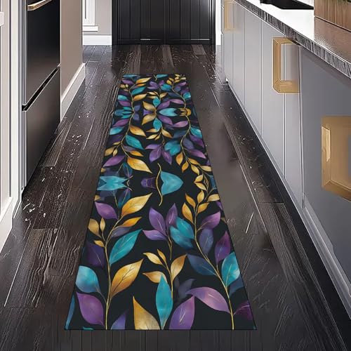 Dppyuxa Flurteppich Läufer Modern Blatt Lang und rutschfest Zeitgenössisch Botanisch Küchenläufer Waschbar, Teppich Kunst Pflanze für Küche, Waschküche, Eingang, Maschinenwaschbar 60x210 cm Dppyuxa Flurteppich Läufer Modern Blatt Lang und rutschfest Zeitgenössisch Botanisch Küchenläufer Waschbar, Teppich Kunst Pflanze für Küche, Waschküche, Eingang, Maschinenwaschbar 60x210 cm von Dppyuxa