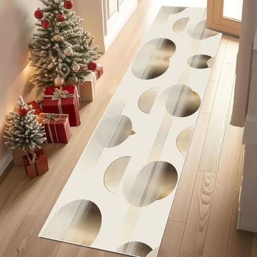 Dppyuxa Flurteppich Läufer Modern Kreisform Lang und rutschfest Ästhetik Moiré Küchenläufer Waschbar, Teppich Minimalistisch Farbblock für Küche, Waschküche, Eingang, Maschinenwaschbar 60x210 cm von Dppyuxa